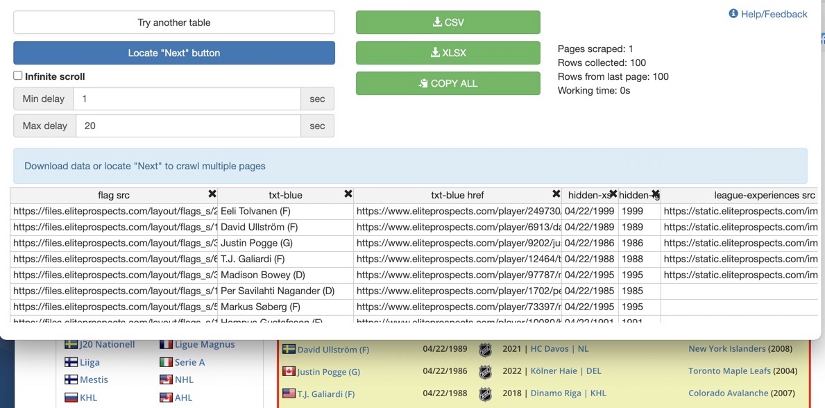 Data Scraper example